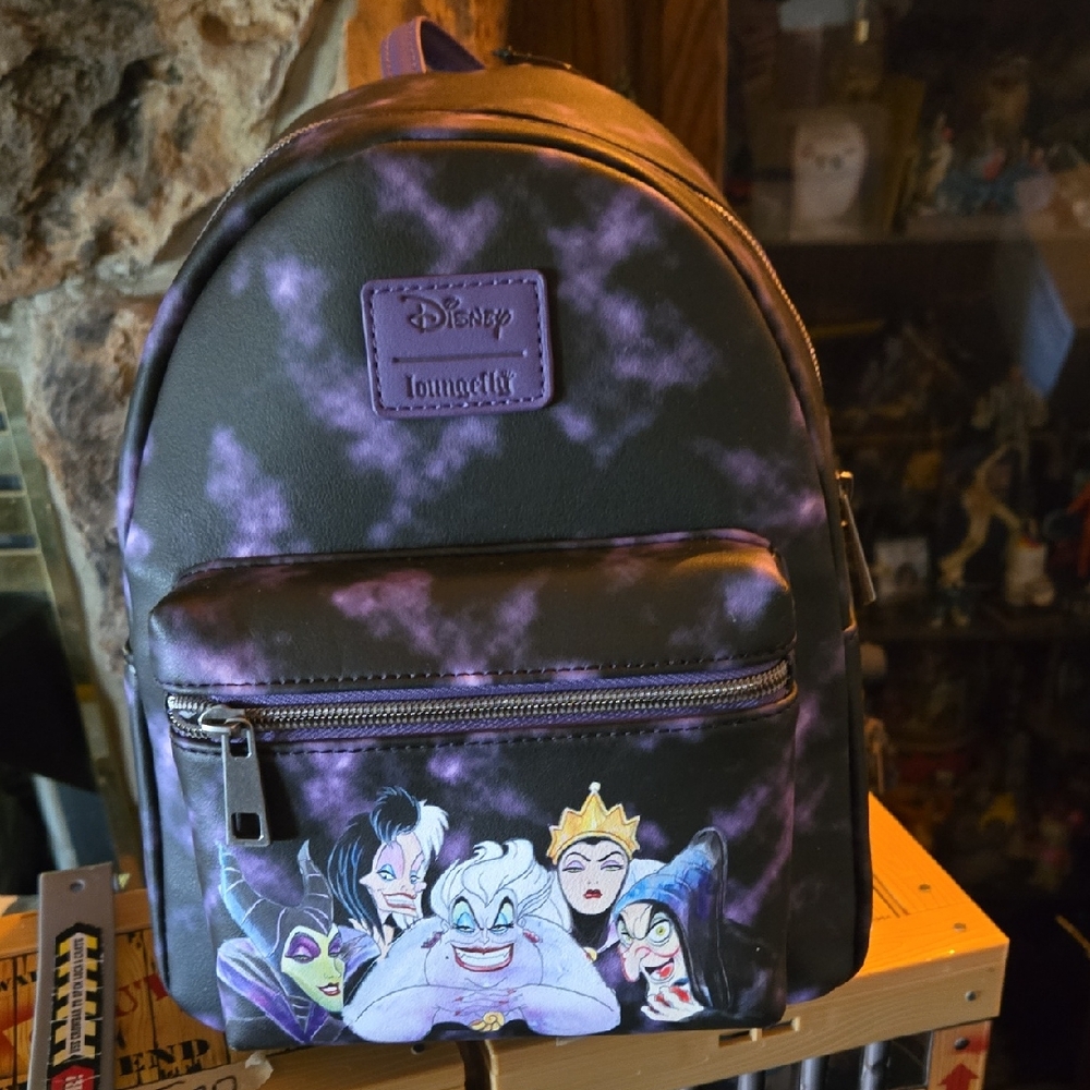 Loungefly Disney Villains Black and Purple Backpack NWT